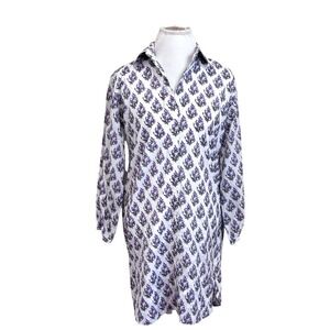 Victoria Dunn Womens Floral Block Print Tunic Dress Size S White Purple Cottage